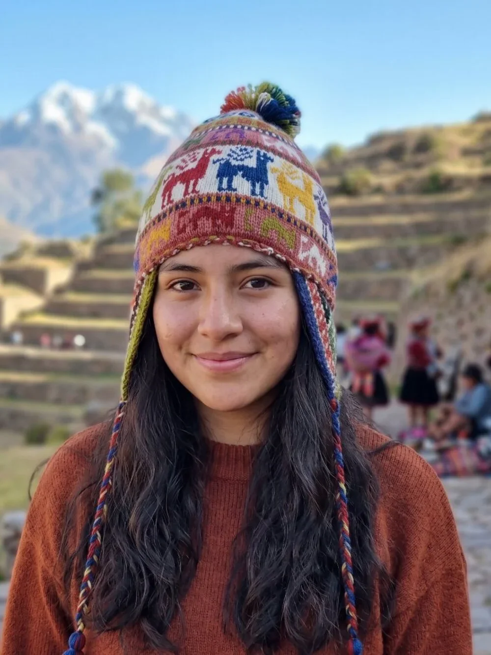 Andean Sheep's Wool Chullo Hat – Traditional Llama Design – Warm Winter Hat